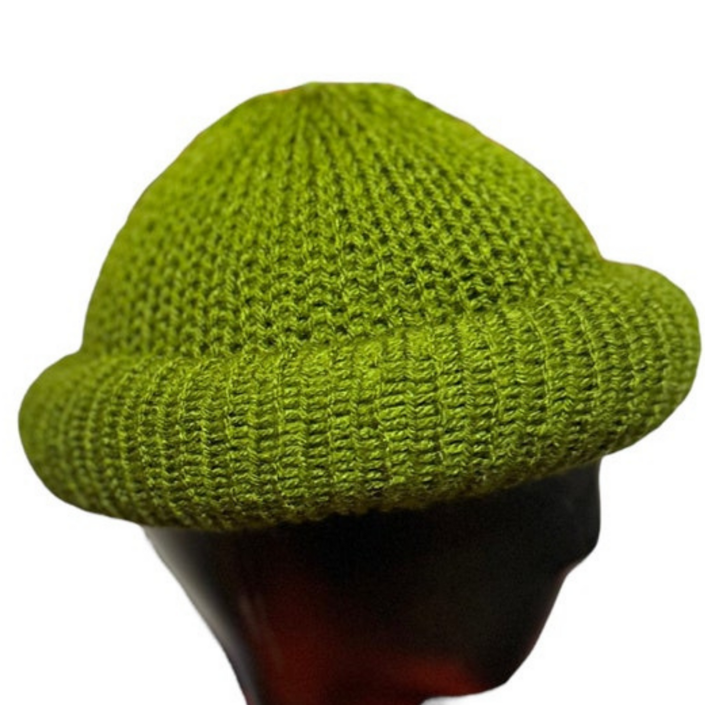 Olive Roll-Up Knit Beanie | Handmade Fisherman Hat Skull Cap