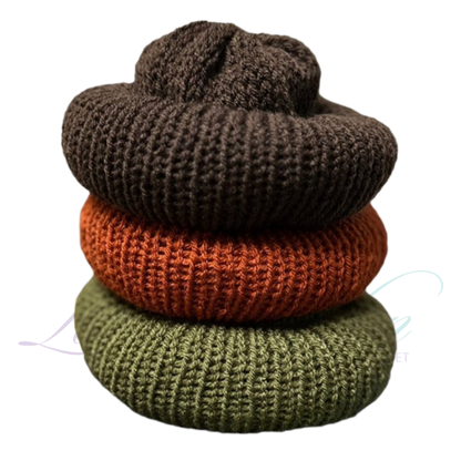 Olive Roll-Up Knit Beanie | Handmade Fisherman Hat Skull Cap