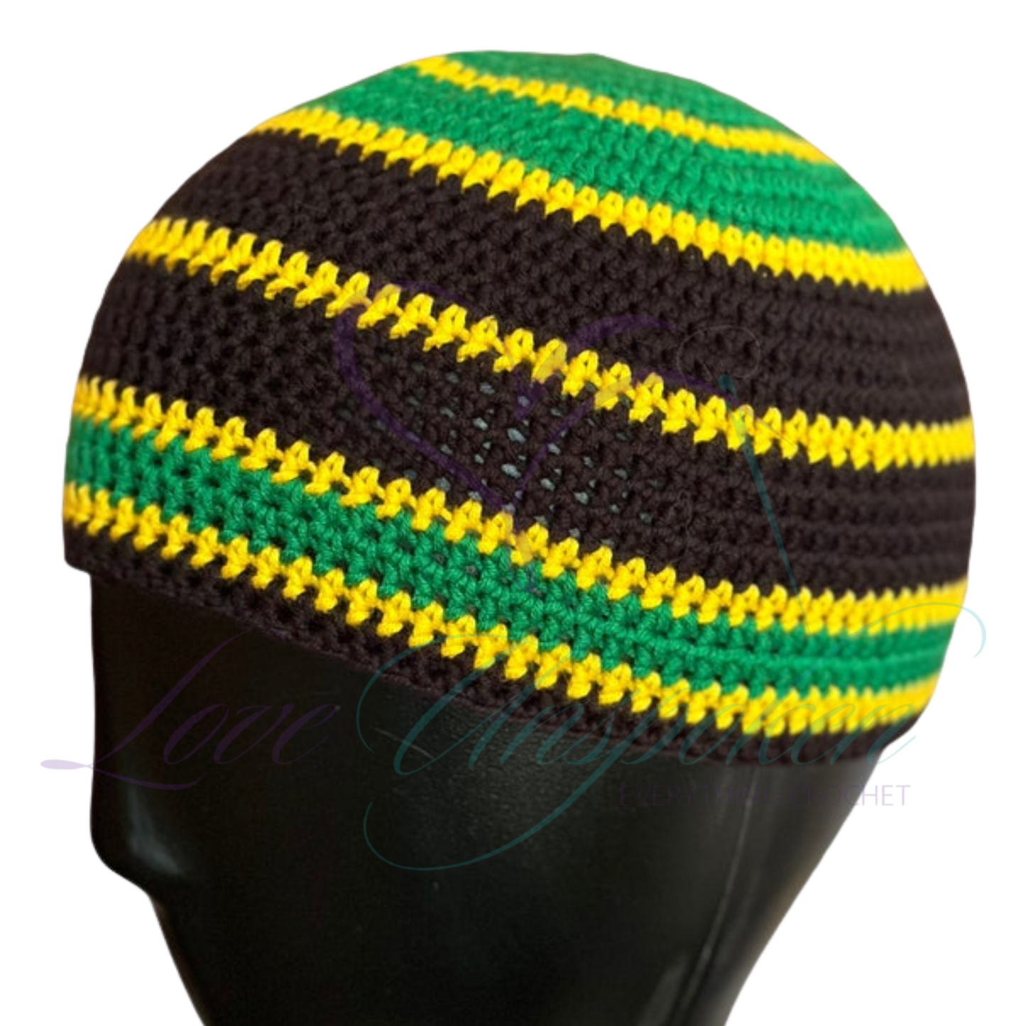 Red, Black & Green Handmade Crochet Kufi Hat | Pan-African Skull Cap