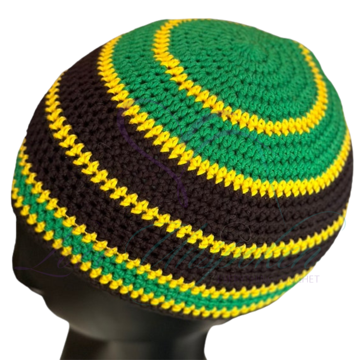 Red, Black & Green Handmade Crochet Kufi Hat | Pan-African Skull Cap