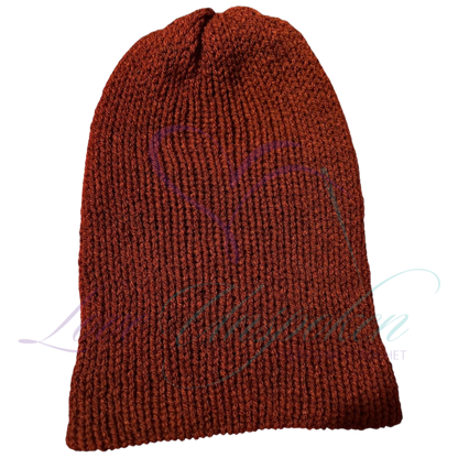 Burgundy Roll-Up Knit Beanie | Handmade Fisherman Hat