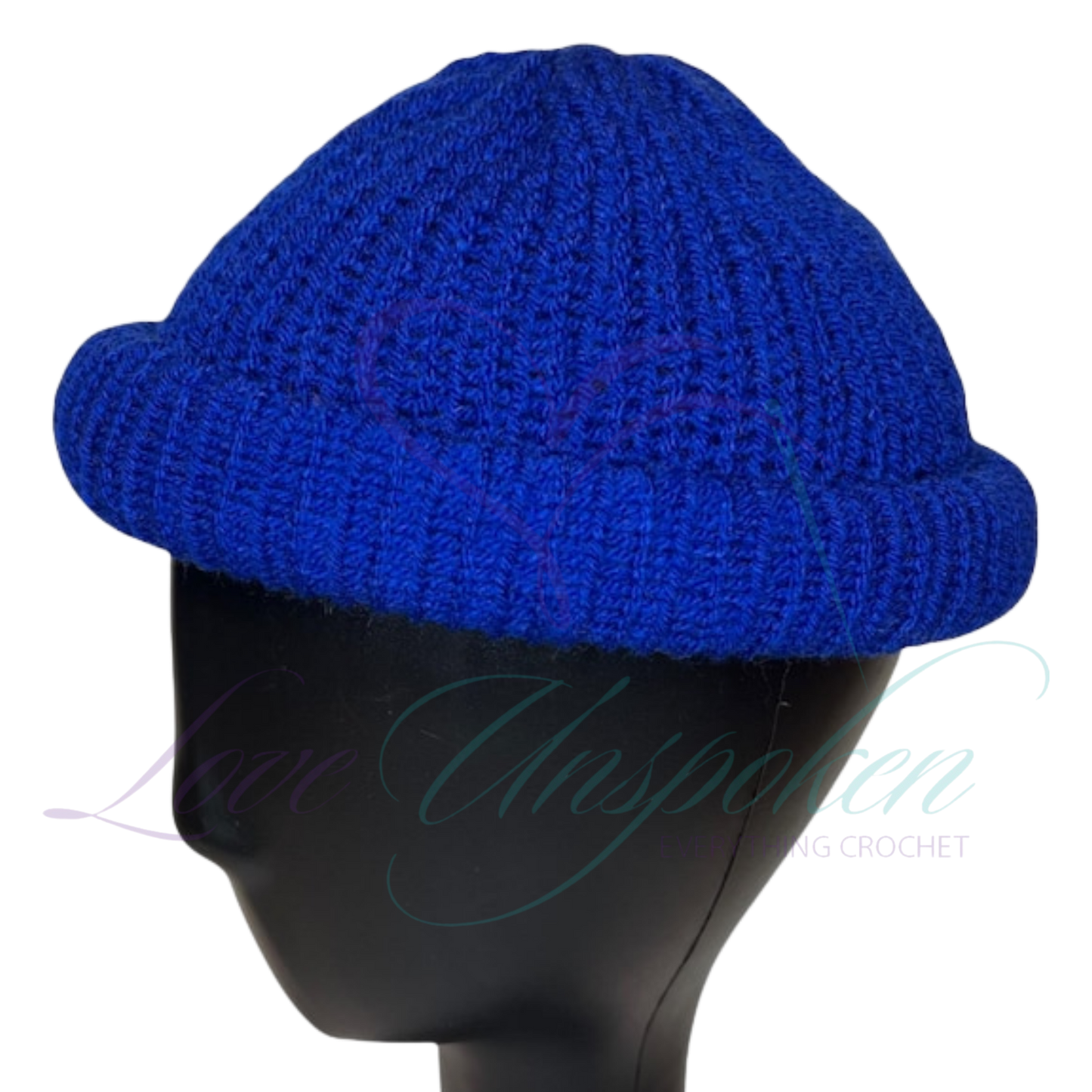 Royal Blue Roll-Up Knit Beanie | Handmade Crochet Docker Cap