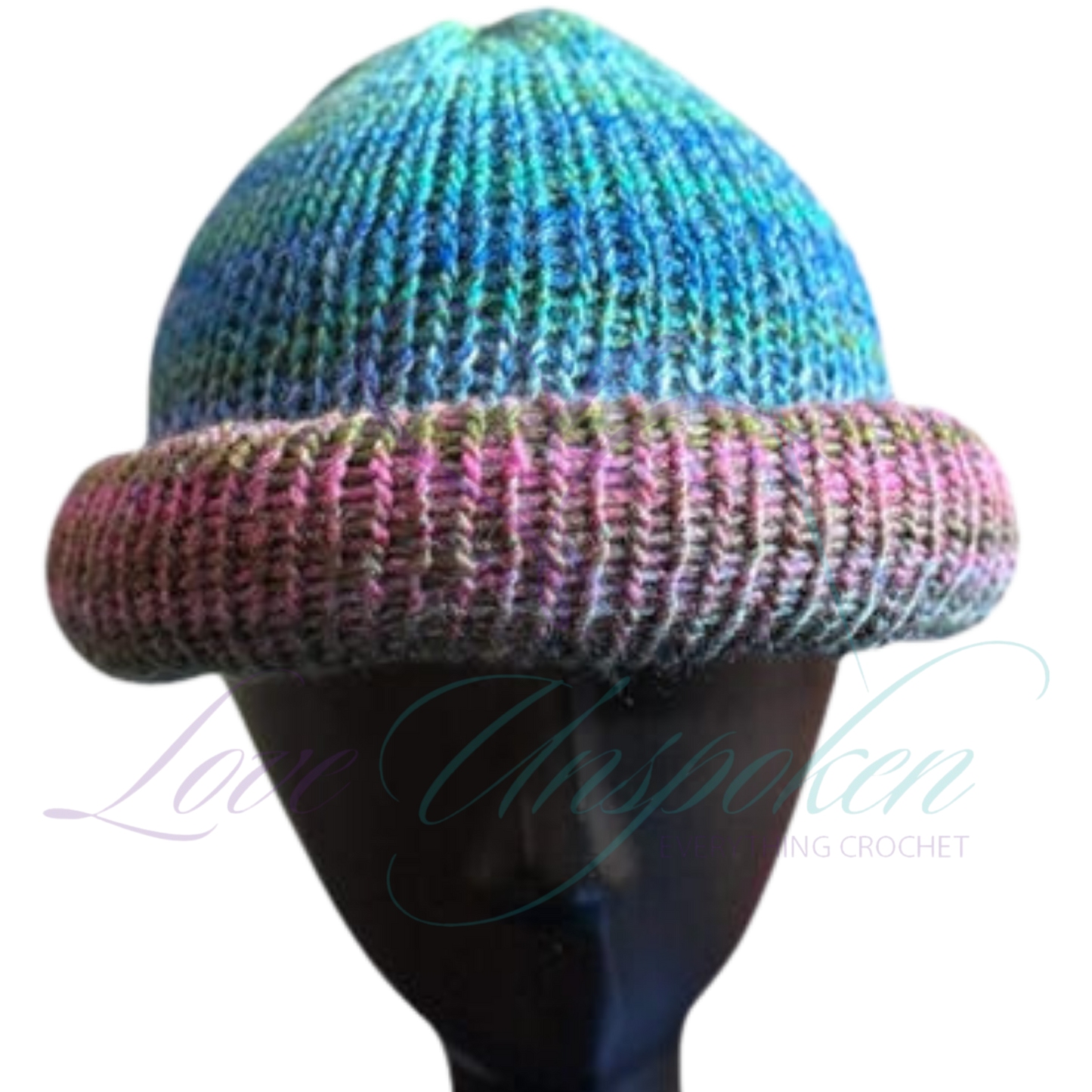 Sapphire Reversible Roll-Up Docker Cap | Handmade Crochet Beanie