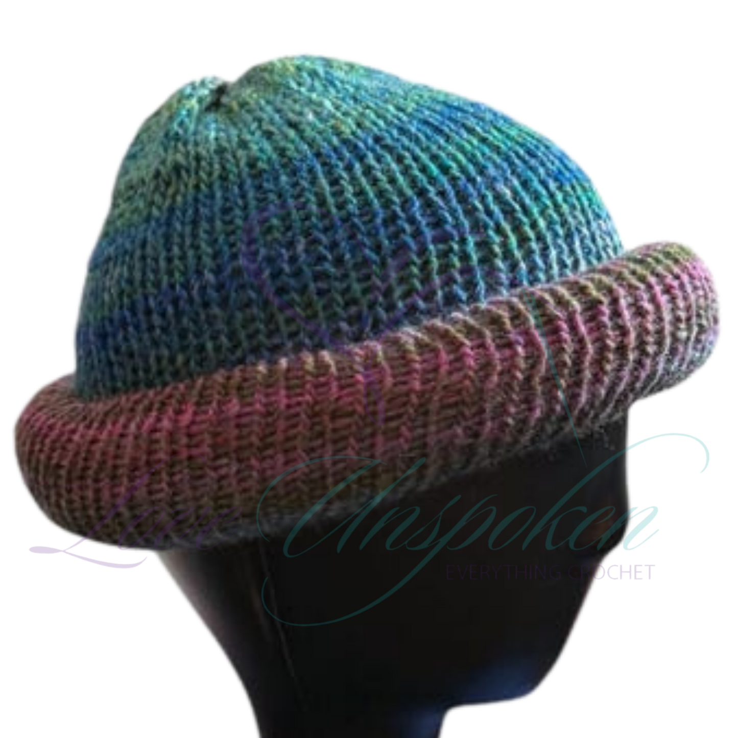 Sapphire Reversible Roll-Up Docker Cap | Handmade Crochet Beanie
