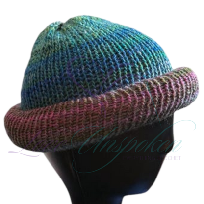 Sapphire Reversible Roll-Up Docker Cap | Handmade Crochet Beanie