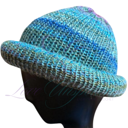 Sapphire Reversible Roll-Up Docker Cap | Handmade Crochet Beanie