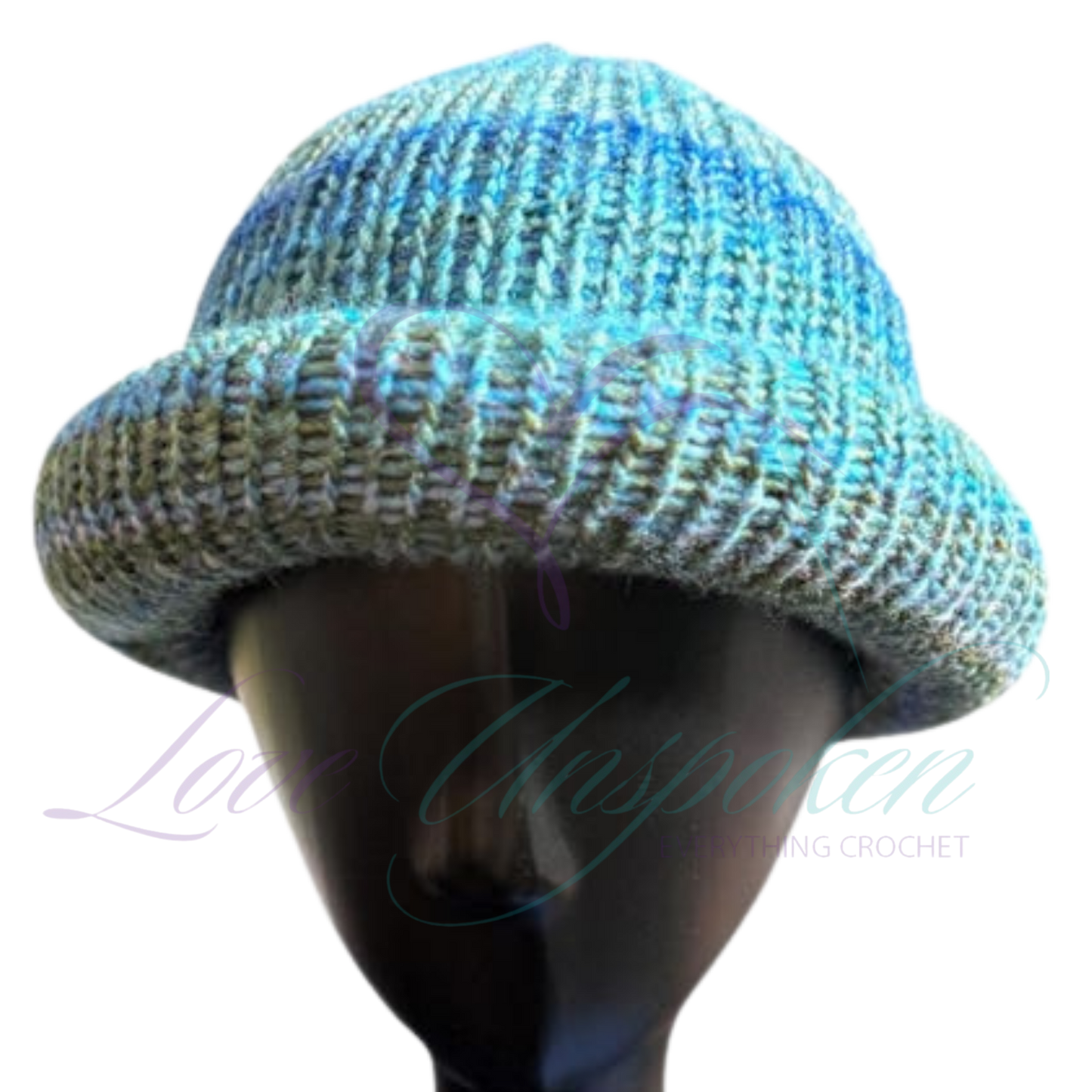 Sapphire Reversible Roll-Up Docker Cap | Handmade Crochet Beanie
