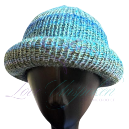 Sapphire Reversible Roll-Up Docker Cap | Handmade Crochet Beanie