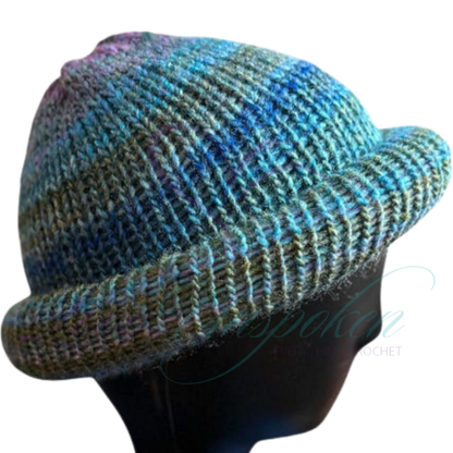 Sapphire Reversible Roll-Up Docker Cap | Handmade Crochet Beanie