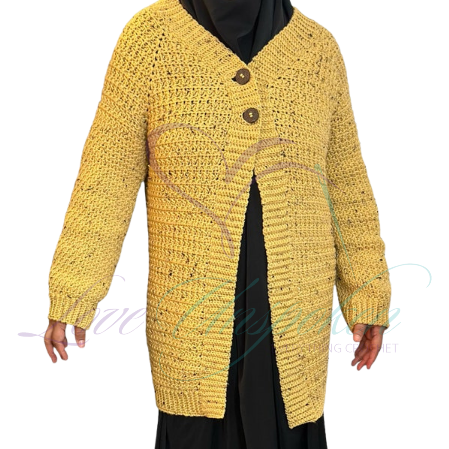 Handmade Tweed Crochet Cardigan | Medium, Open-Front Knit Jacket