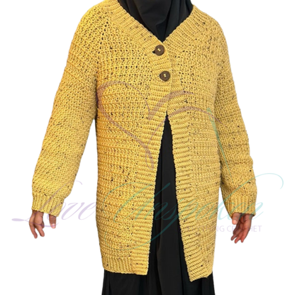 Handmade Tweed Crochet Cardigan | Medium, Open-Front Knit Jacket