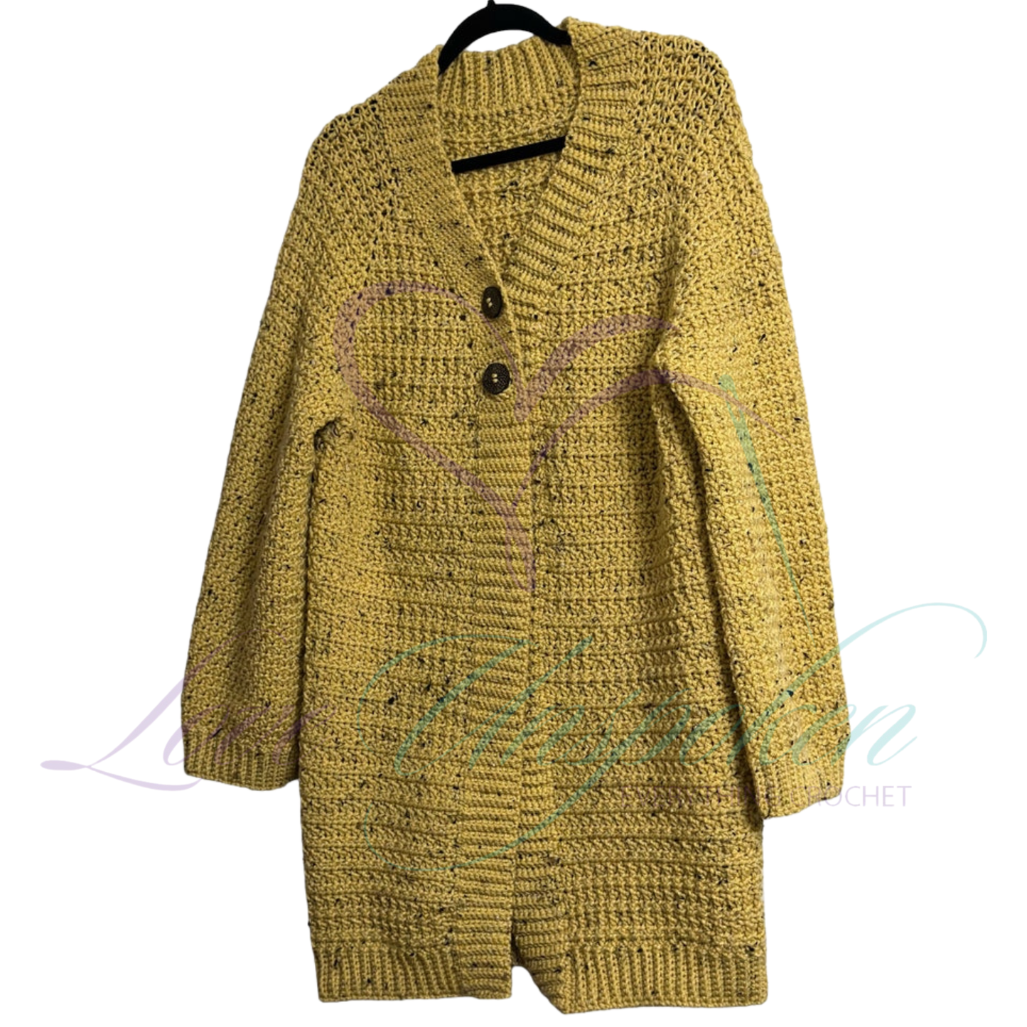 Handmade Tweed Crochet Cardigan | Medium, Open-Front Knit Jacket