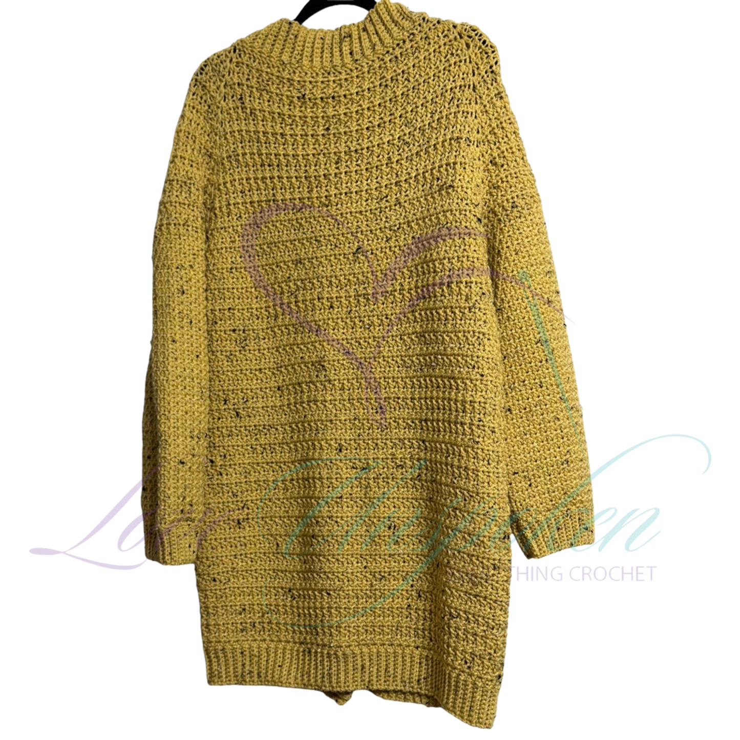 Handmade Tweed Crochet Cardigan | Medium, Open-Front Knit Jacket