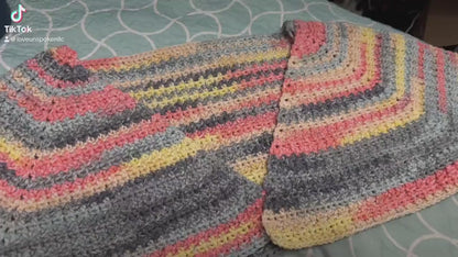 Handmade Maxi Multi-Color Variegated Crochet Cardigan | 3X Plus Size
